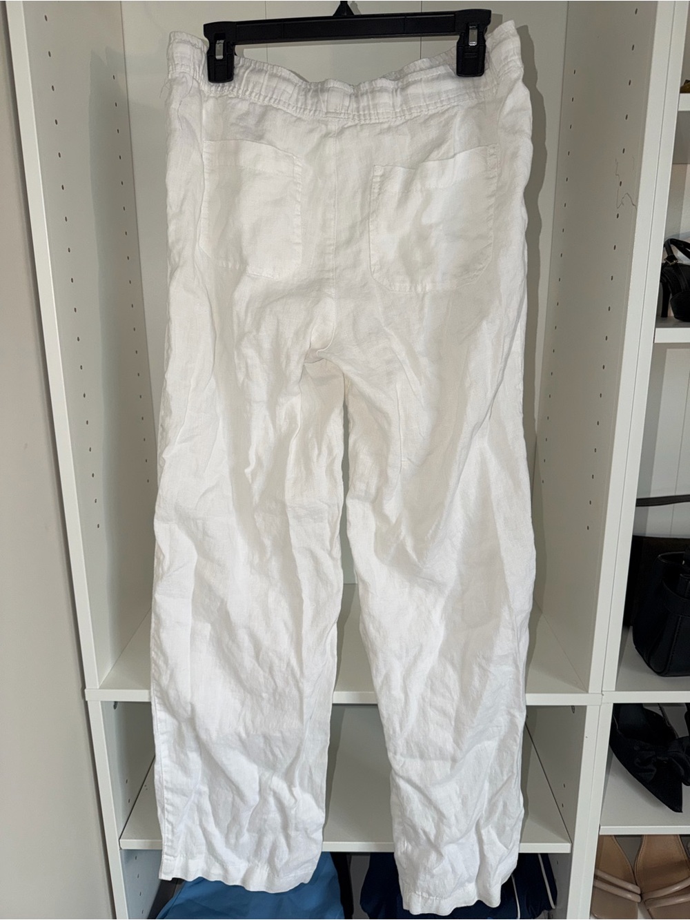 White Linen Drawstring Pants - Picture 4 of 4